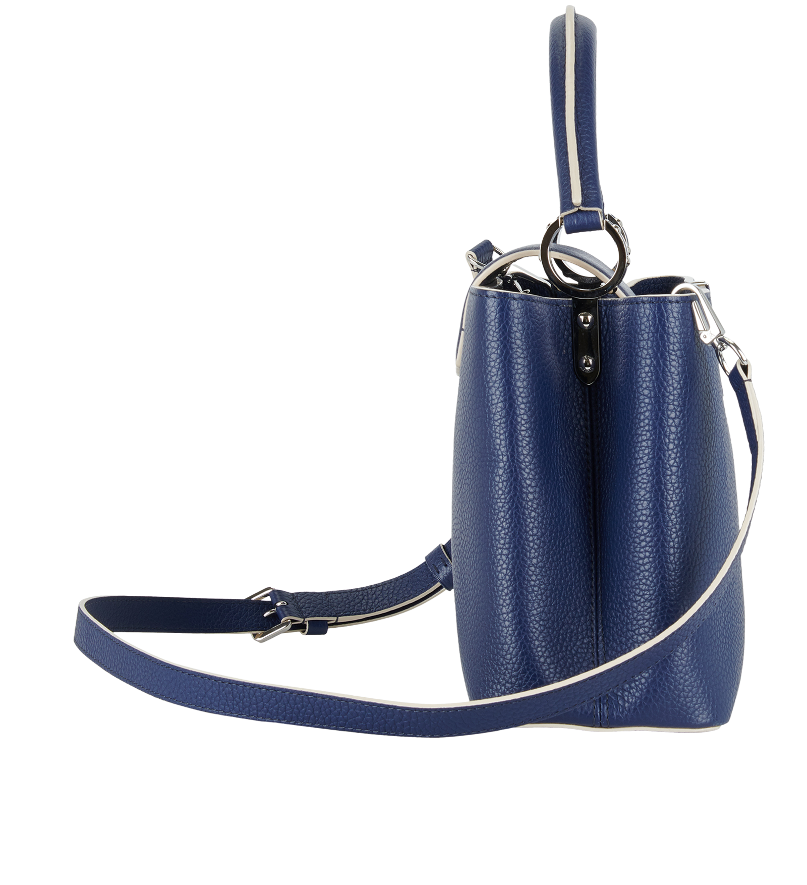 Capucines MM, &pound;3,100, Handbags, Blue, Leather, Side view